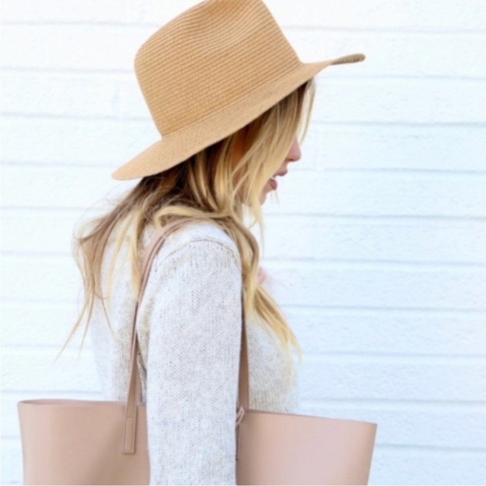 Madewell Tan Foldable Stitched Paper Straw Hat S/M
